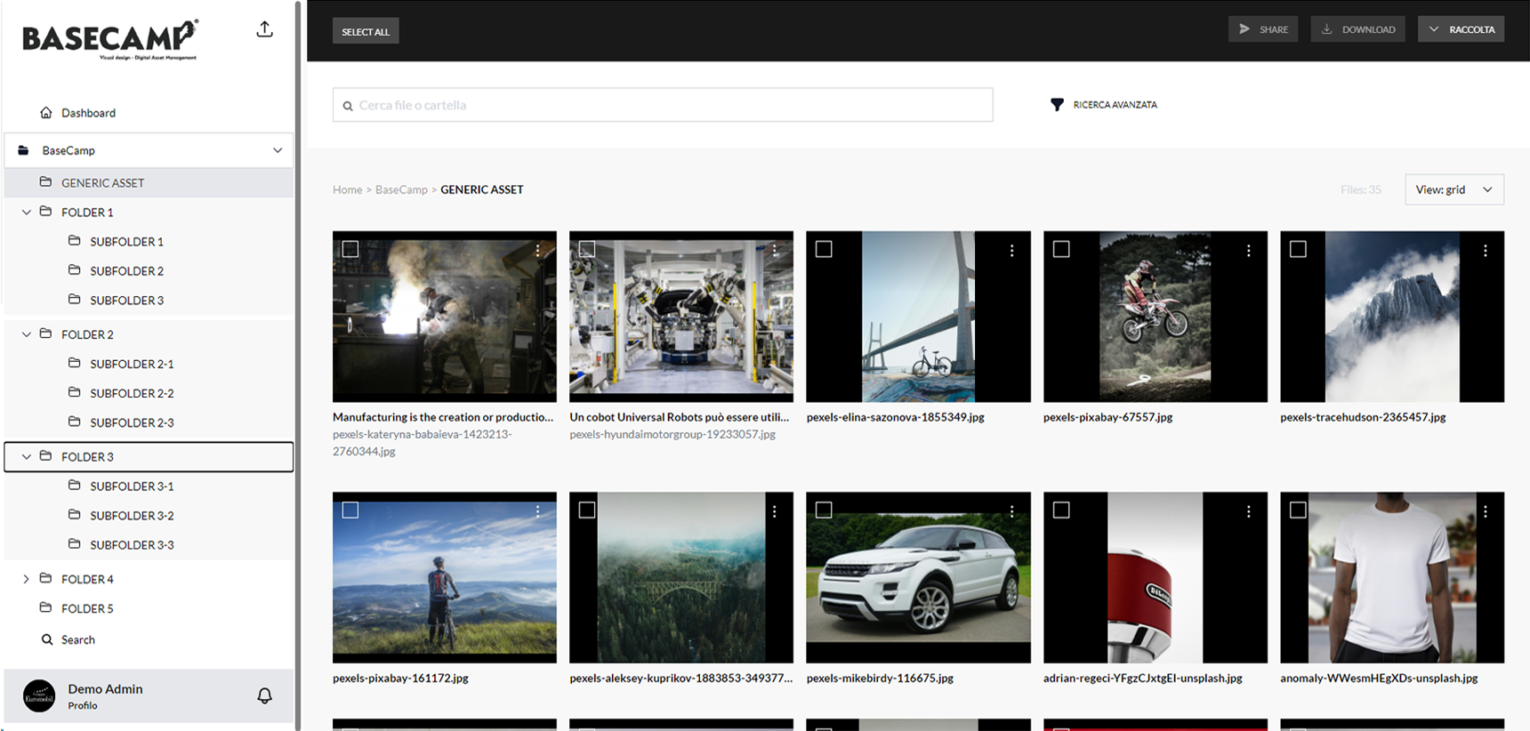 screenshot of BaseCamp DAM-PIM